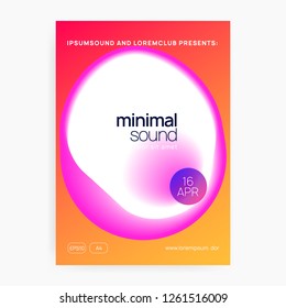 Music flyer. Fluid holographic gradient shape and line. Electronic sound. Night dance lifestyle holiday. Commercial house event magazine design. Poster for summer fest and music flyer.