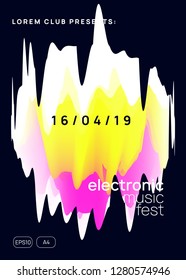 Music flyer. Fluid holographic gradient shape and line. Futuristic house show presentation design. Electronic sound. Night dance lifestyle holiday. Poster for summer fest and music flyer.