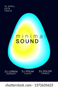 Music flyer. Fluid holographic gradient shape and line. Commercial disco event presentation design. Electronic sound. Night dance lifestyle holiday. Poster for summer fest and music flyer.