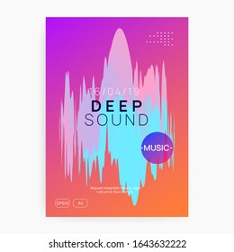 Music flyer. Fluid holographic gradient shape and line. Electronic sound. Night dance lifestyle holiday. Modern trance show magazine design. Poster for summer fest and music flyer.