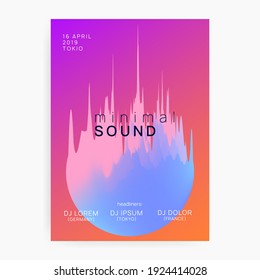 Music flyer. Fluid holographic gradient shape and line. Wavy trance show invitation layout. Electronic sound. Night dance lifestyle holiday. Poster for summer fest and music flyer.