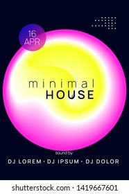 Music flyer. Futuristic trance party brochure design. Fluid holographic gradient shape and line. Electronic sound. Night dance lifestyle holiday. Poster for summer fest and music flyer.