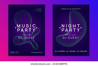 Music Flyer. Green Fest Background. Discotheque Event. Dance Concert Element. Soundwave Audio Invitation. Blue Sound Design. Electro Invite. Violet Music Flyer