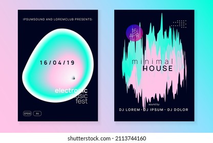 Music Flyer. Jazz Art For Presentation. Abstract Pattern For Magazine Template. Electro And Discotheque Layout. Trendy Trance Poster. Pink And Turquoise Music Flyer
