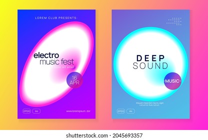 Music Flyer. Modern Trance Event. Jazz Effect For Presentation. House And Nightlife Template. Creative Pattern For Set Shape. Blue And Pink Music Flyer