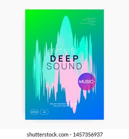 Music flyer. Modern trance party cover layout. Fluid holographic gradient shape and line. Electronic sound. Night dance lifestyle holiday. Poster for summer fest and music flyer.