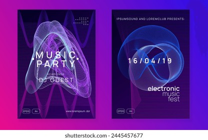 Music Flyer. Soundwave Radio Invitation. Green Techno Background. Fest Electro Graphic. Violet Night Club Magazine. Trance Vector. Dance Poster. Pink Music Flyer