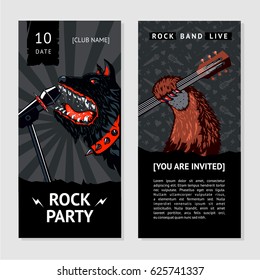 Music flyer template with dog. Party invitation