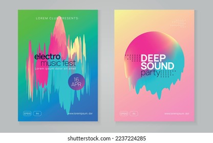 Volante de música. Efecto De Onda Para La Presentación. Jazz House Party. Patrón Creativo Para El Diseño De Folleto. Discoteca Y Forma Discoteca. Volante de música arcoiris