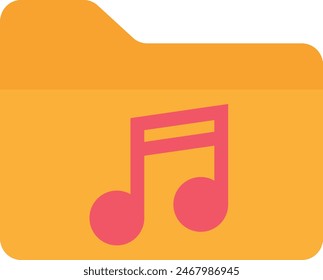 Music Folder File Icon Vector Flat Illustration