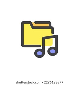 Music folder filled outline icon, line vector sign, linear colorful pictogram isolated on white. Symbol, logo illustration. Vector graphics