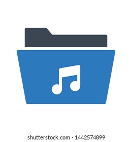 music folder glyph color vector icon