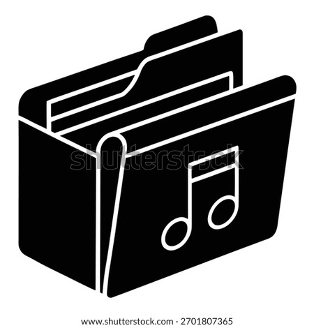 Music folder icon for audio files and musical data storage