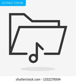 Music Folder Icon Editable Stroke  Pixel Perfect Vector