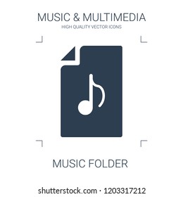 music folder icon. high quality filled music folder icon on white background. from music multimedia collection flat trendy vector music folder symbol. use for web and mobile