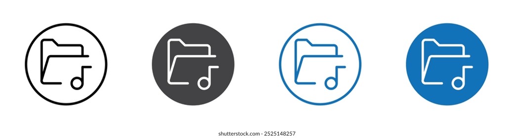 Icono de carpeta de música aislado en el conjunto de Vectores de fondo blanco