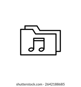 Music Folder Icon In Outline Style For Media Or Entertainment Projects
