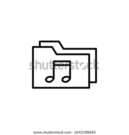 Music Folder Icon In Outline Style For Media Or Entertainment Projects