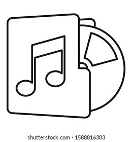 Music folder icon. Outline music folder vector icon for web design isolated on white background