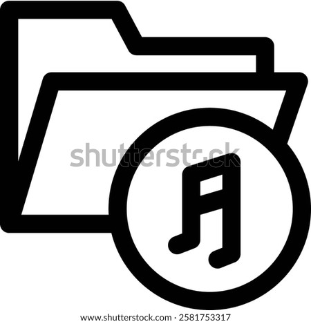 music folder icon. Thin Linear Style Design Isolated On White Background