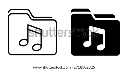 Music folder icons in black and white for digital file organization