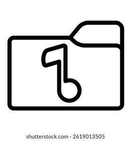 Music folder line icon, windows pack concept. Vector graphics. Folder with music note, multimedia sign on white background, style mobile or design