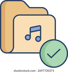 music folder linear color icon design