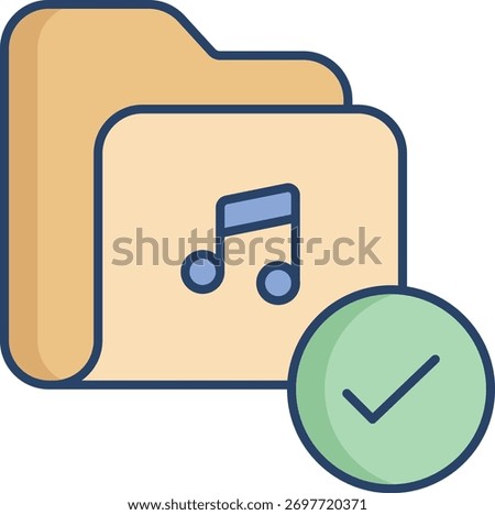 music folder linear color icon design
