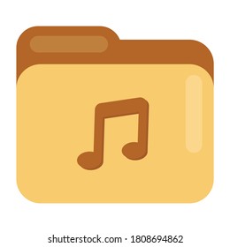 Music folder, music note on file in modern editable flat style 