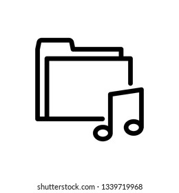 Music folder outline icon isolated on white background. Pictogram icon line symbol for website design, mobile application, ui. Vector illustration. Eps10 - Vector
