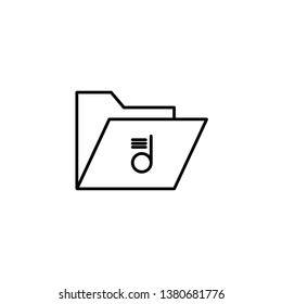 Music folder outline icon. linear style sign for mobile concept and web design. Song archive simple line vector icon. Symbol, logo illustration. Pixel perfect vector graphics