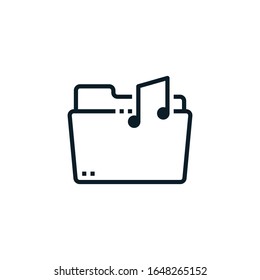  Iconos de esquema de carpetas de música. Ilustración vectorial. Trazo editable. Icono aislado adecuado para web, infografías, interfaz y aplicaciones.
