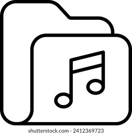 Music Folder Outline vector illustration icon