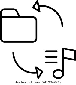Music to folder Outline vector illustration icon