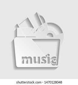 Music folder sign. Paper style icon. Illustration.