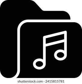 Music Folder solid and glyph vector illustration