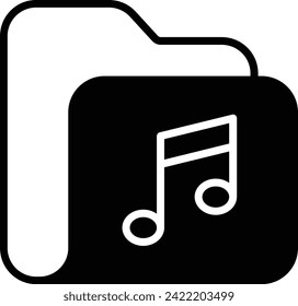 Music Folder solid glyph vector illustration