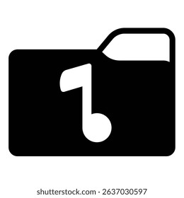 Music folder solid icon, windows pack concept. Vector graphics. Folder with music note, multimedia sign on white background, style mobile or design