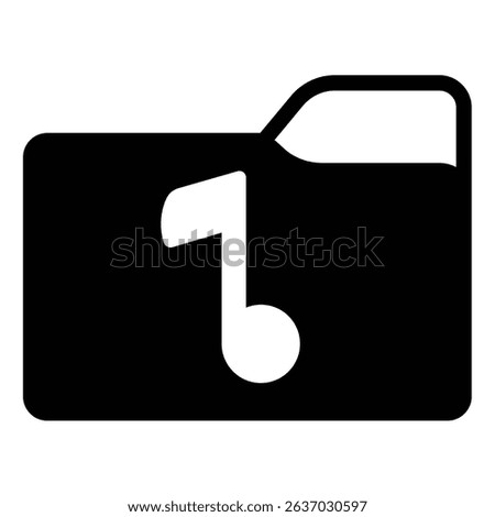 Music folder solid icon, windows pack concept. Vector graphics. Folder with music note, multimedia sign on white background, style mobile or design