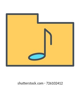 Music folder thin line icon. 96x96 for Web Graphics and Apps.  Simple Minimal Pictogram. Vector