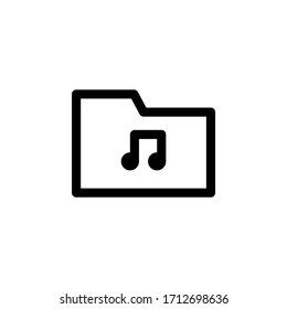 Music Folder User Interface Outline Icon Logo Vector Illustration
