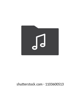 Music folder vector icon. filled flat sign for mobile concept and web design. Musical note and folder simple solid icon. Symbol, logo illustration. Pixel perfect vector graphics