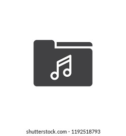 Music folder vector icon. filled flat sign for mobile concept and web design. Song archive simple solid icon. Symbol, logo illustration. Pixel perfect vector graphics