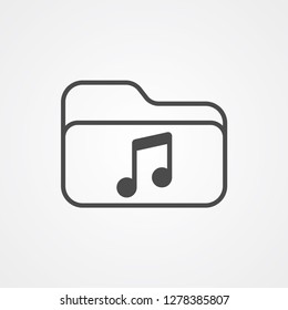 Music folder vector icon sign symbol