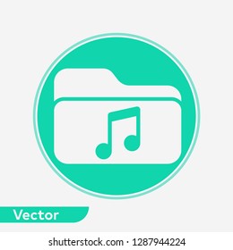 Music folder vector icon sign symbol