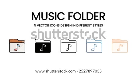 Music Folder vector icons set stock illustration