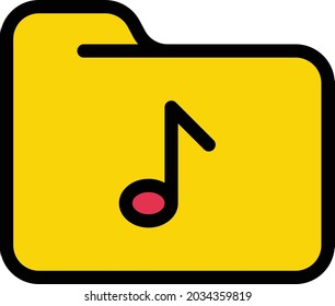 music folder vector line colour icon