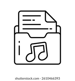 Music Folder vector outline icon. EPS 10 file