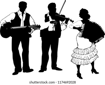 Music folk orchestra. Vector drawing