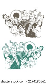 Music Folk Orchestra Vector illustration. Folklore Music Orchestra
